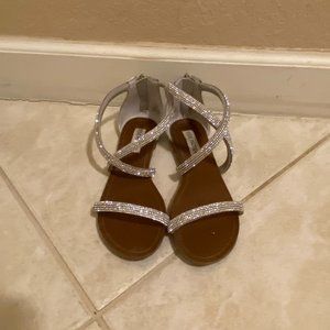 Steve Madden Zsaza Silver Rhinestone Strappy Gladiator Sandals Womens 6.5